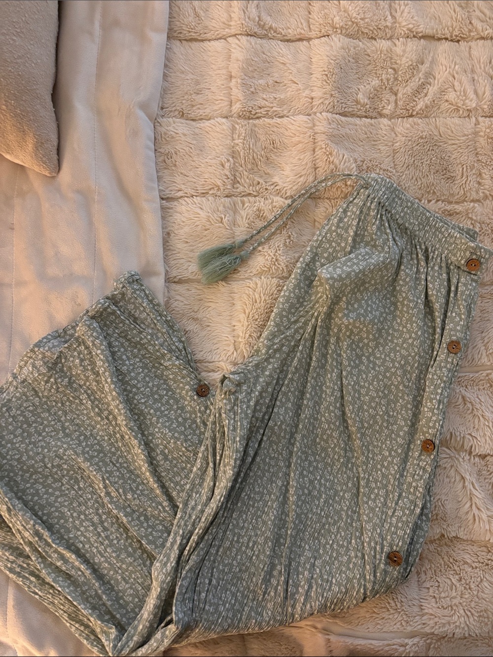 Boho Tassel Waist Maxi Skirt in Sage Green